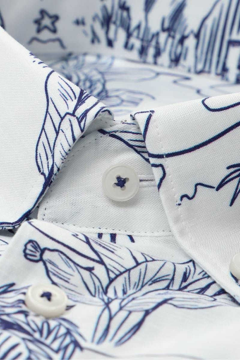 ETERNA Comfort Fit Tencel Hemd blau, Bedruckt