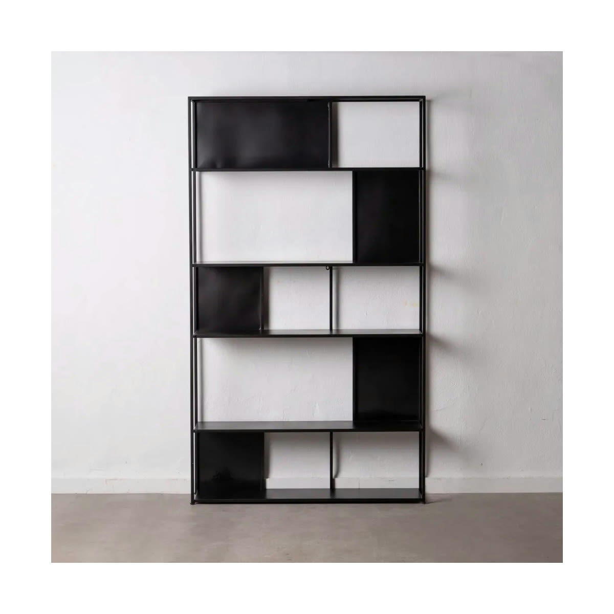 - Étagère Bibliothèque en Métal Noir Géométrique - L100cm