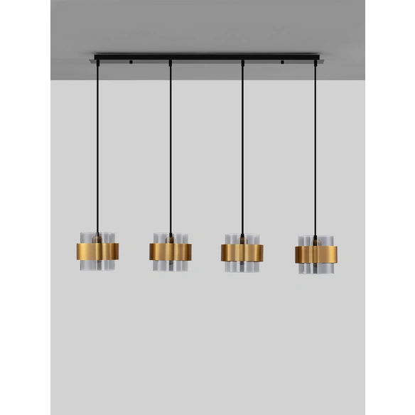 Deckenleuchte »Sianna «, LED, 4-flammig, goldfarben/rauchgrau/schwarz