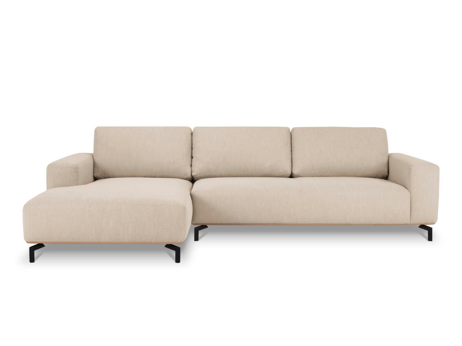 MARC - Canapé D'Angle Gauche 5 places en Tissu Structurel Beige