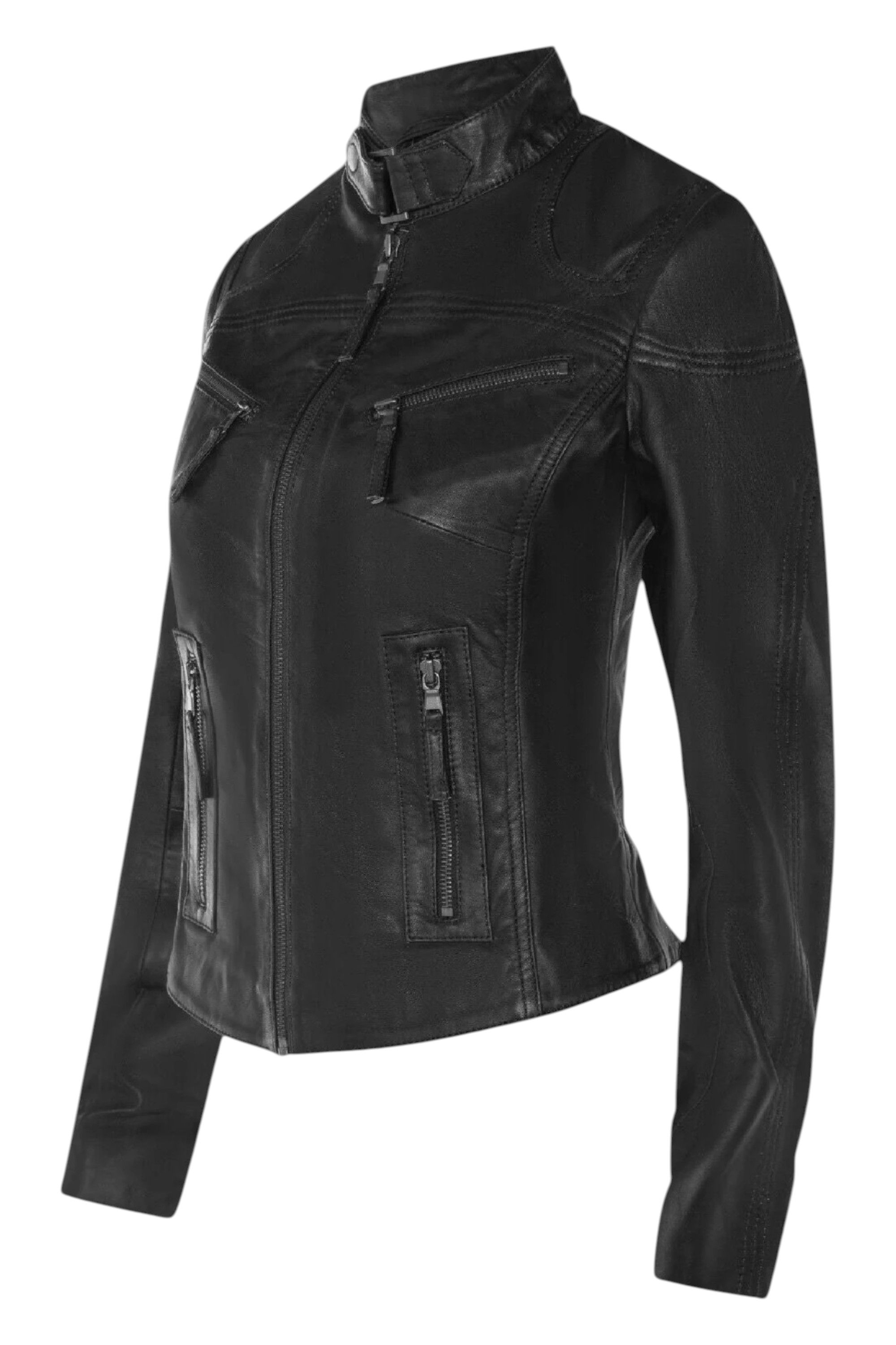Infinity Leather Slim-Fit Leather Biker Jacket-Maldon