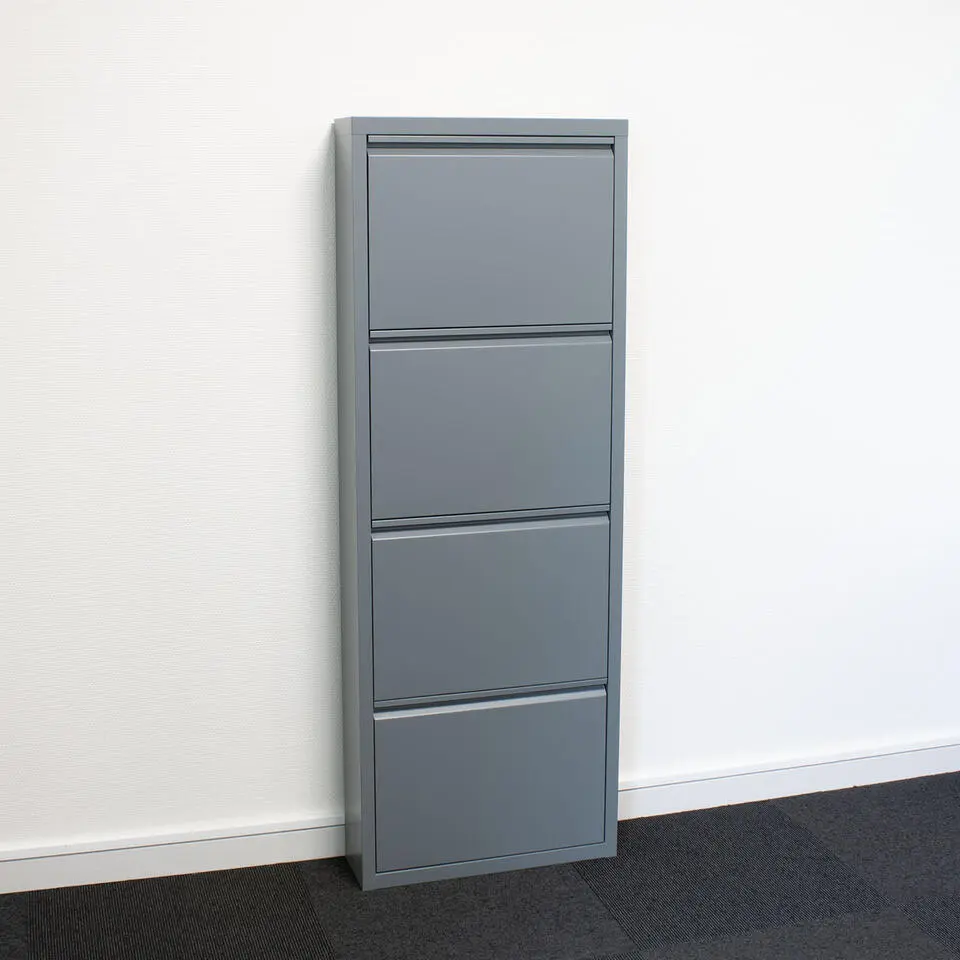 Hioshop Pisa schoenenkast grijs metaal met 12 vakken