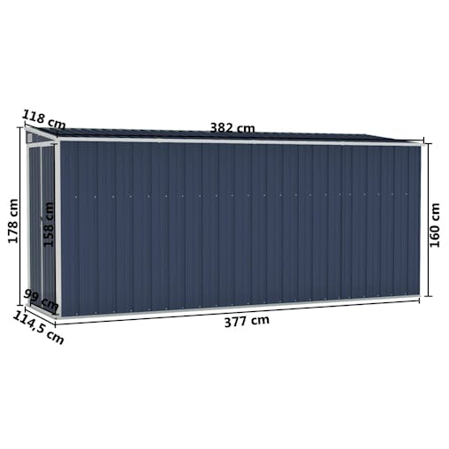 NNEVL Wall-mounted Garden Shed Anthracite 118x382x178 cm Steel