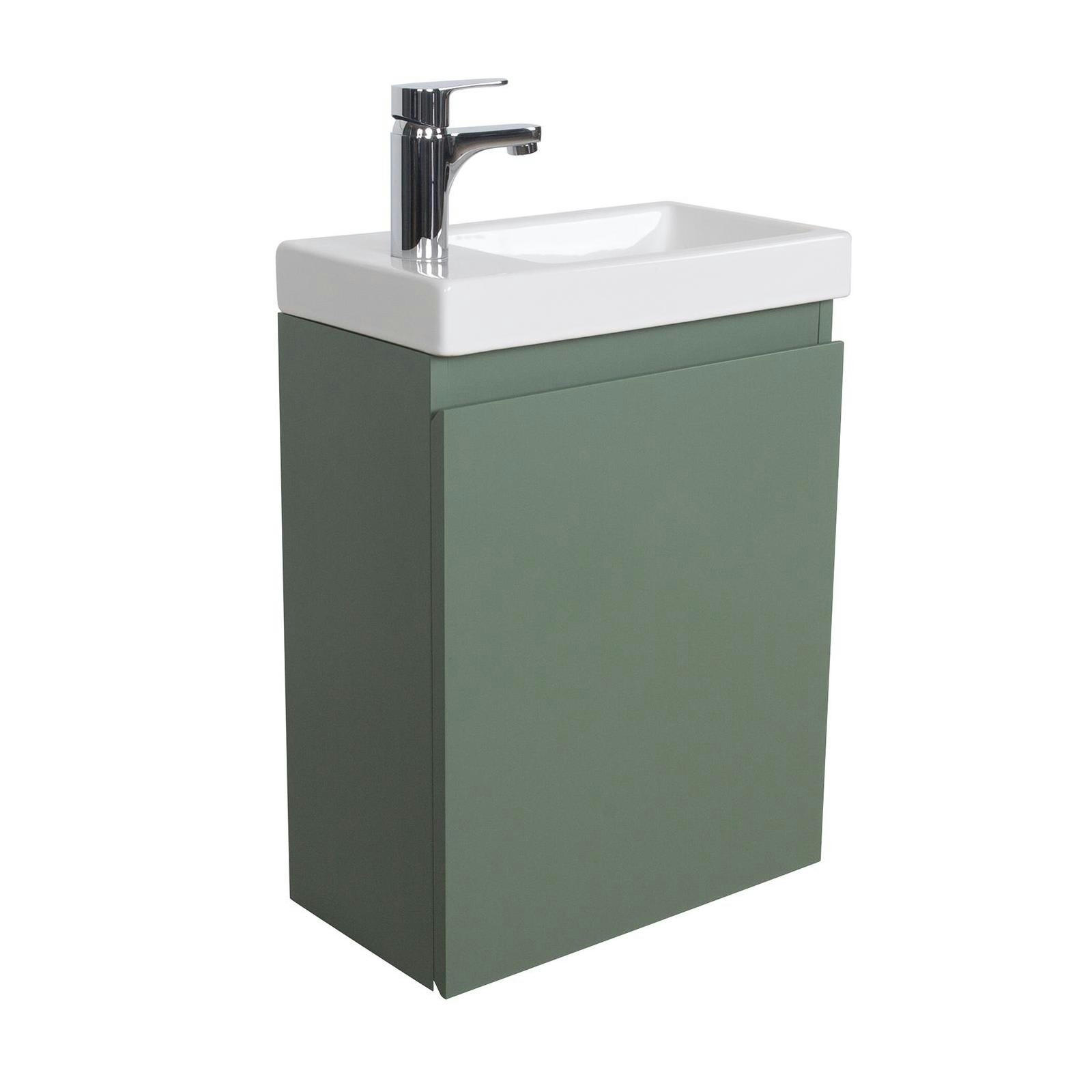 LISA - Meuble lave-mains  vert + robinet chromé