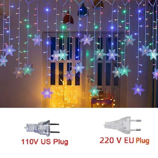 NNEOBA Sparkling Snowflake LED Curtain Lights