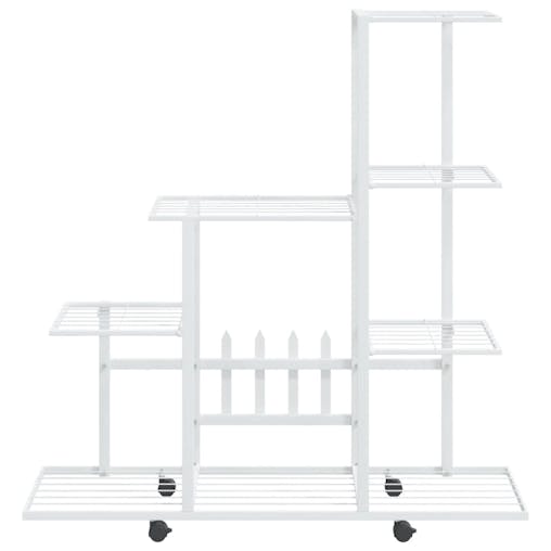 NNEVL Flower Stand with Wheel 94.5x25x92.5 cm White Metal