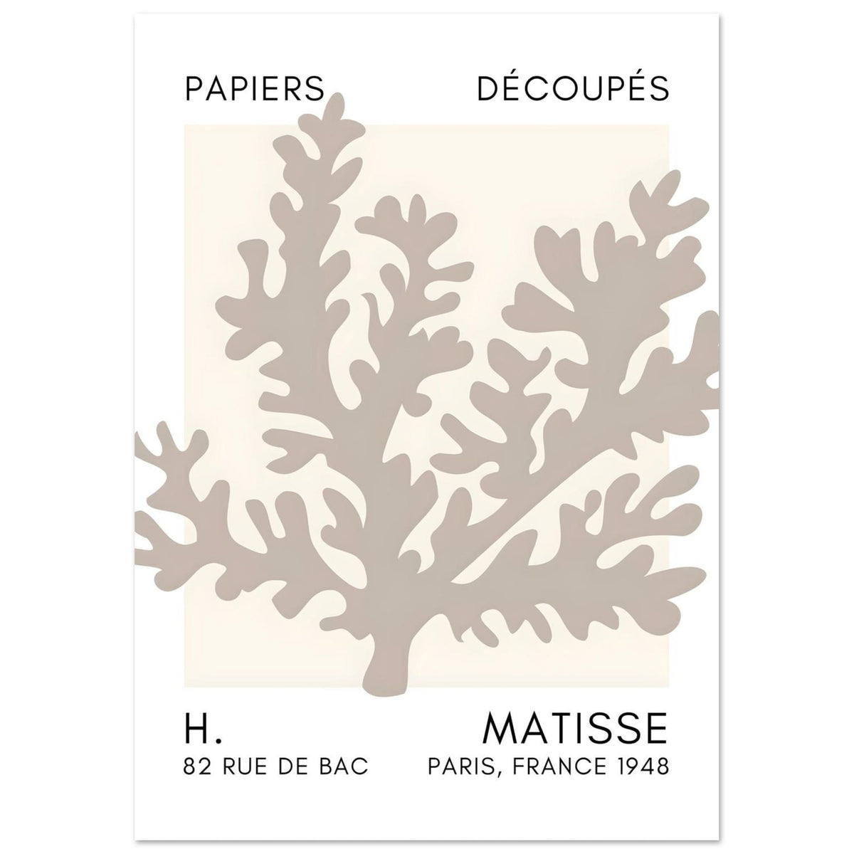Artfulprints Poster Matisse – Aqua bloom grey  - A4 21x29.7 cm - Grijs