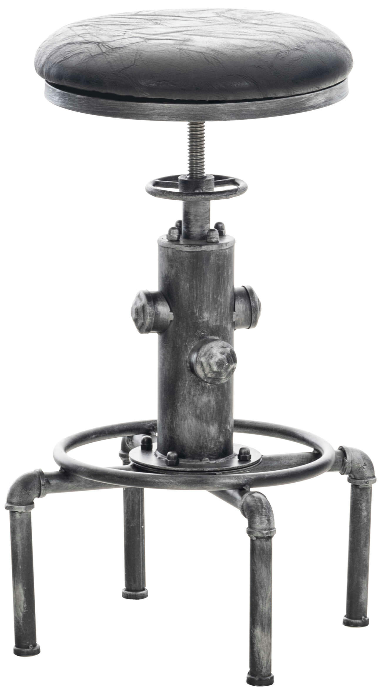 LUMOS - Tabouret de bar industriel réglable en similicuir vintage Noir