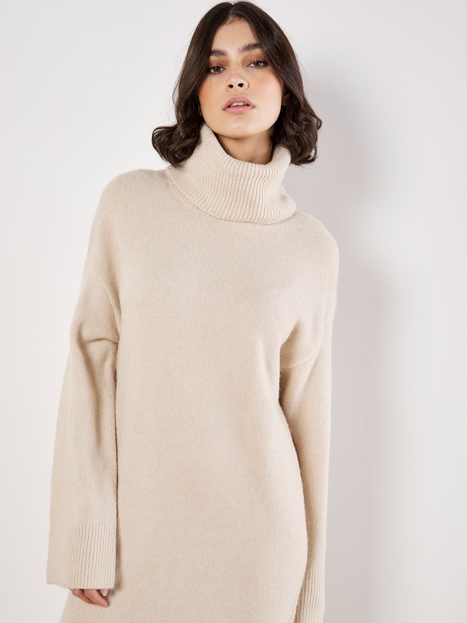 Apricot Roll Neck Jumper Maxi Dress