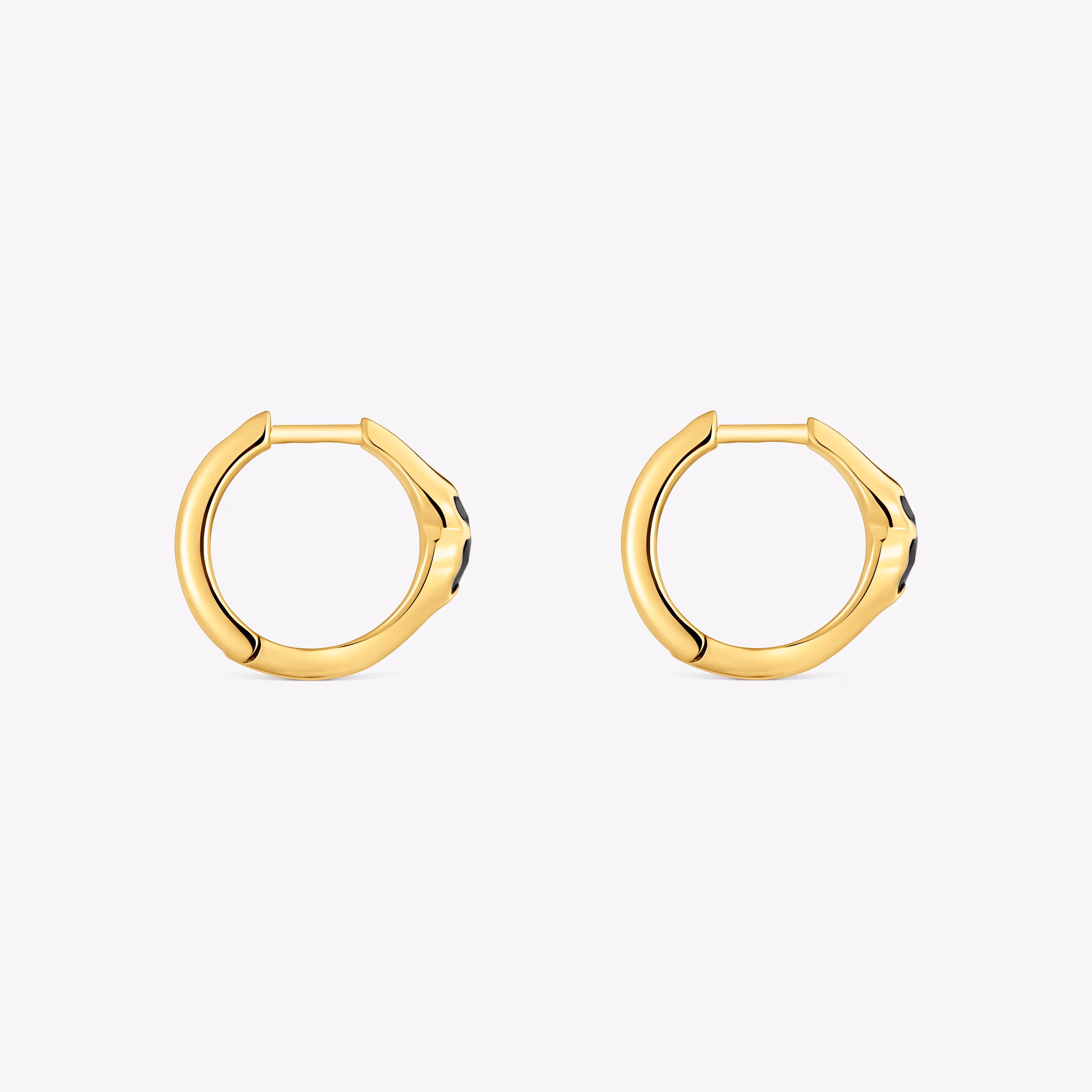 Pendientes de aro con baño de oro 18 kt sobre plata y motivo oso en ónix 10 mm Icon Color