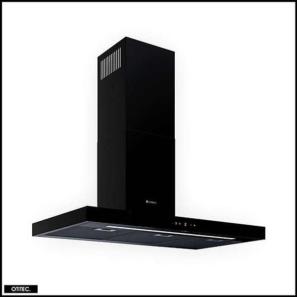Hotte Murale Aspirante Silencieuse - 90 cm - 608 m3/h - LONATIO - Noir