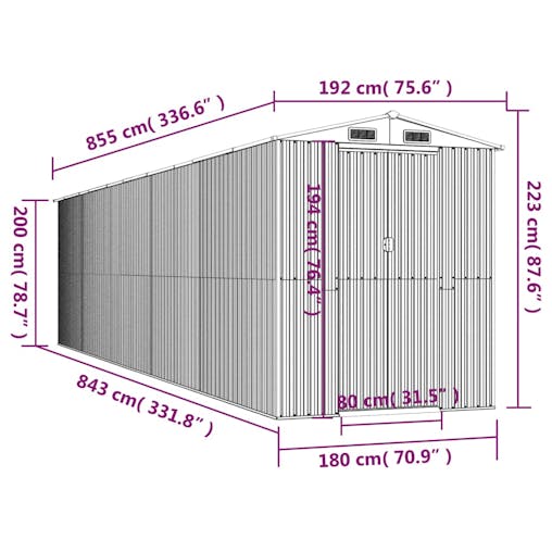 NNEVL Garden Shed Green 192x855x223 cm Galvanised Steel