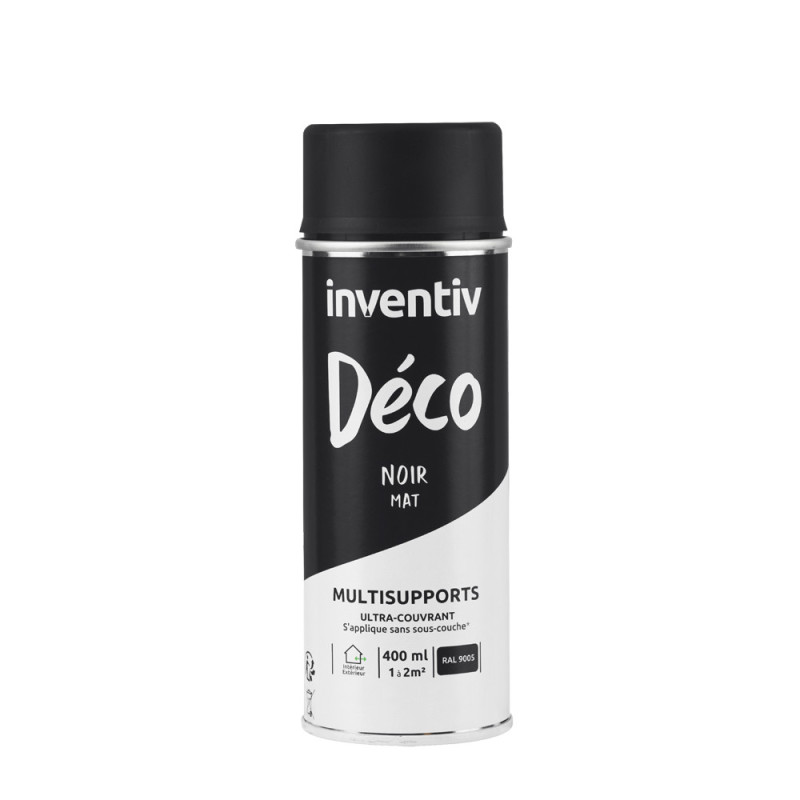 Peinture multisupports Déco noir mat 0,4 L INVENTIV