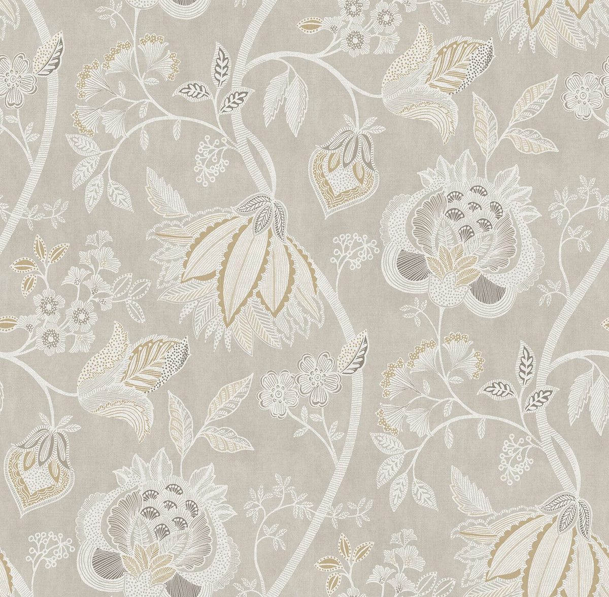 Sanders & Sanders behang bloemen lichtgrijs en beige - 53 cm x 10 m - 641009