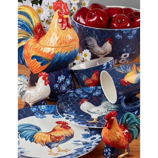 Certified International Indigo Rooster 24 oz. Ice Cream/Dessert Bowls, Set of 4