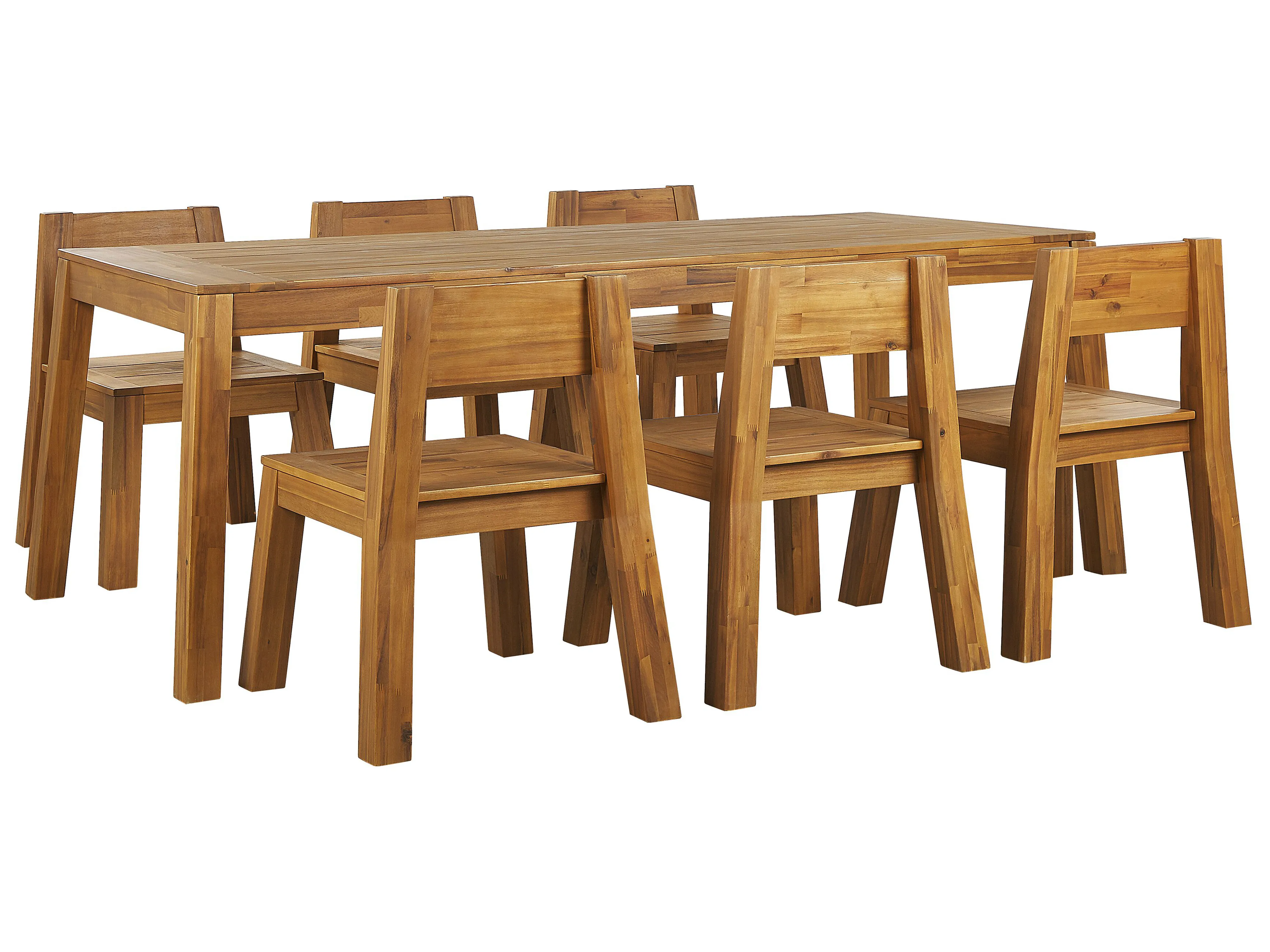 Garden Dining Set with Benches 6 Seater LIVORNO Acacia Wood Brown