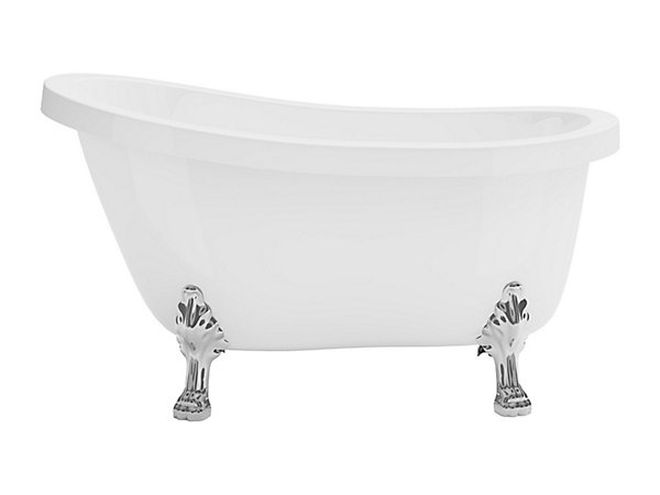 Baignoire îlot rétro avec pieds de lion argentés - 145 x 74 x 77 cm - Blanche -200 L - NISOS II