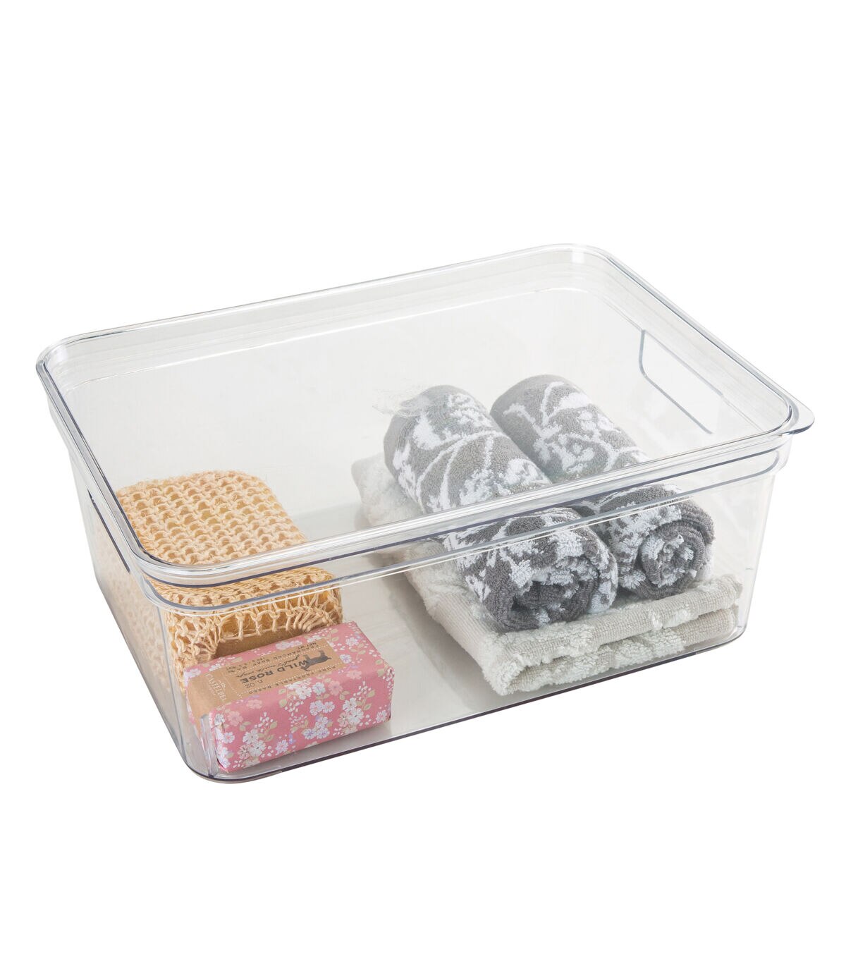 Simplify 14 x 5.5 Clear Lidded Storage Bin With Handles