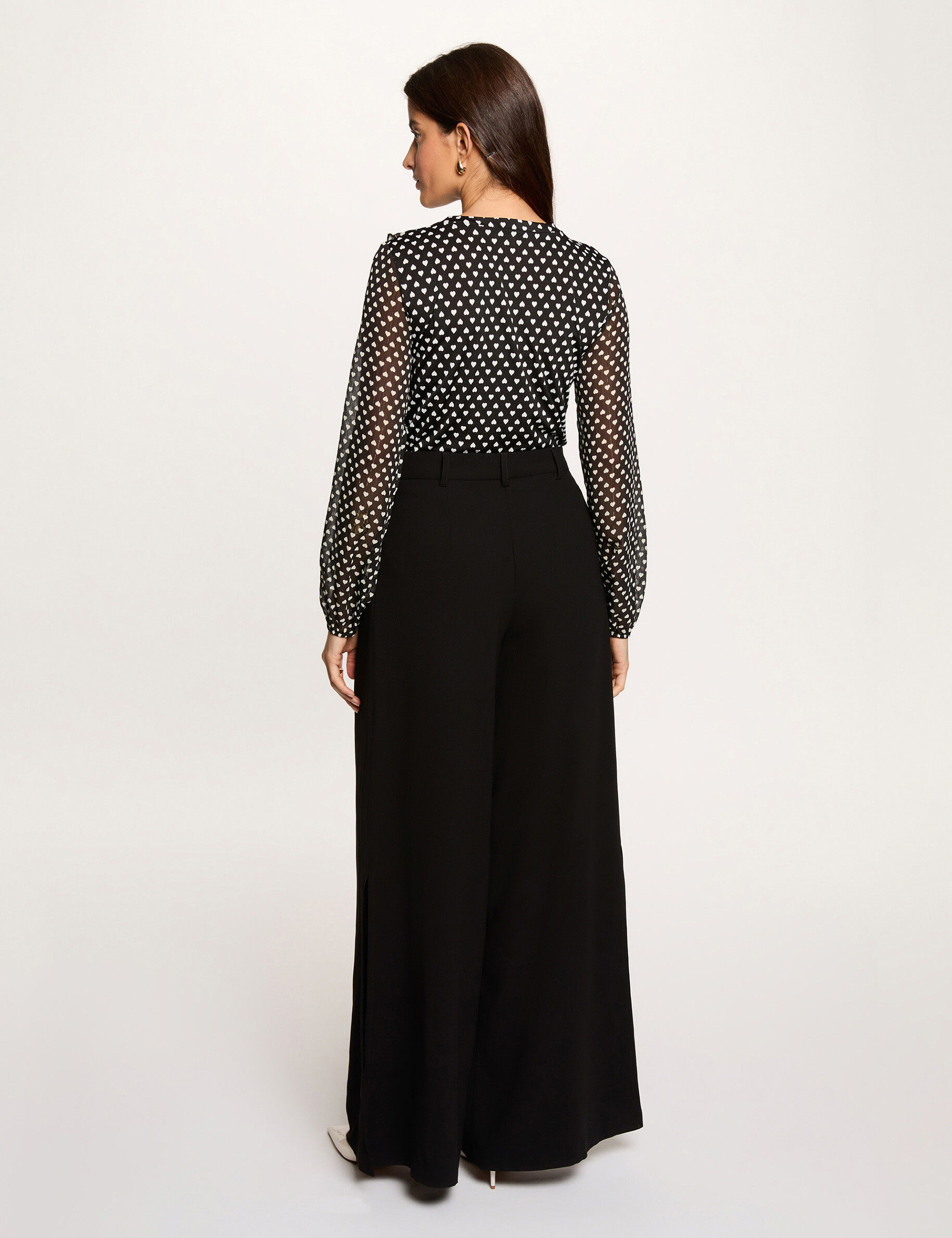 Voile Shirt With V-Neck Black Women