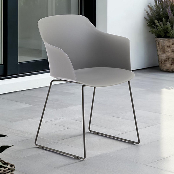 Lot de 4 chaises de jardin FORO en plastique gris