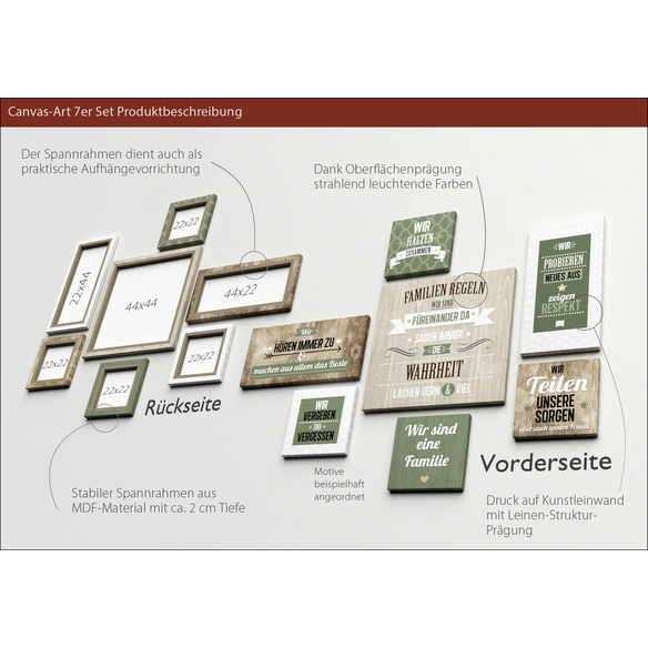 Keilrahmenbild-Set »Slogan Style«, Rahmen: Holzwerkstoff, natur