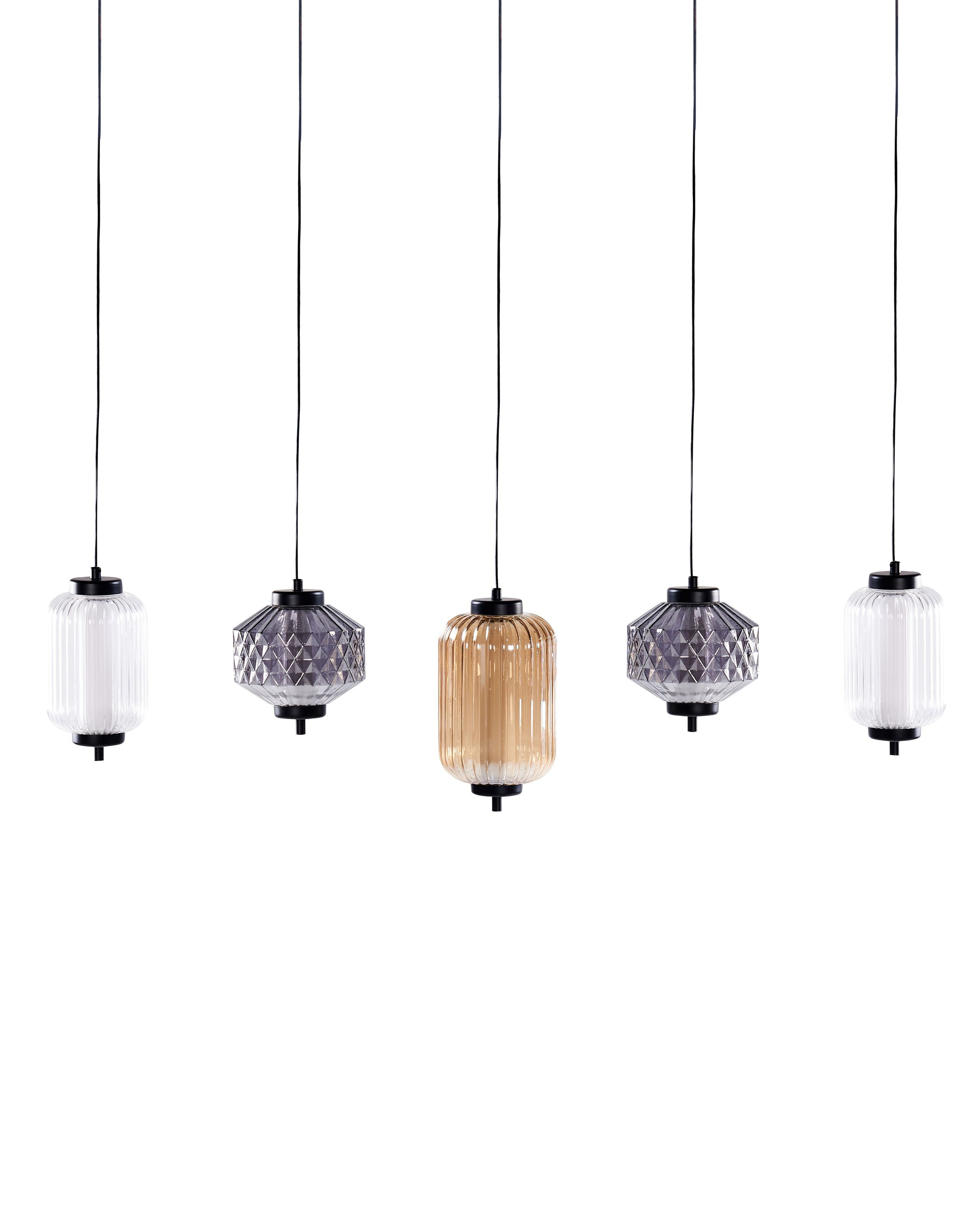 Lampa wisząca 5-punktowa szklane klosze