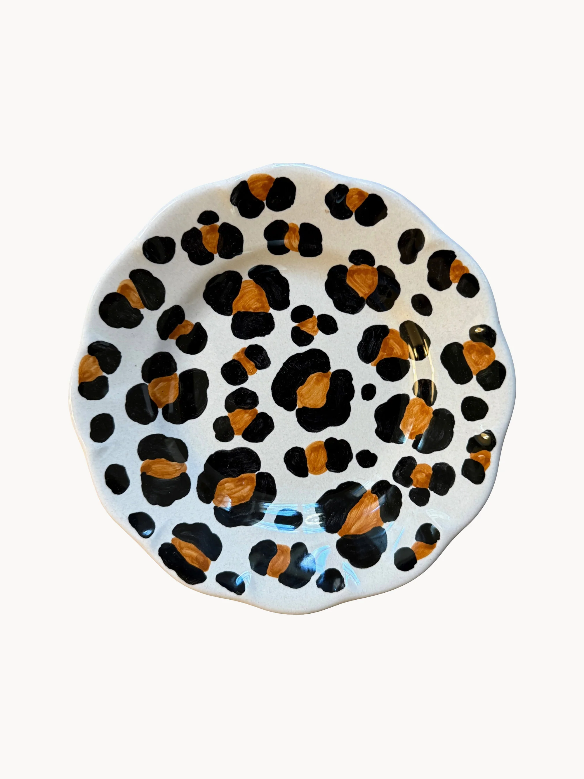 Handgefertigter Kuchenteller Leopardo