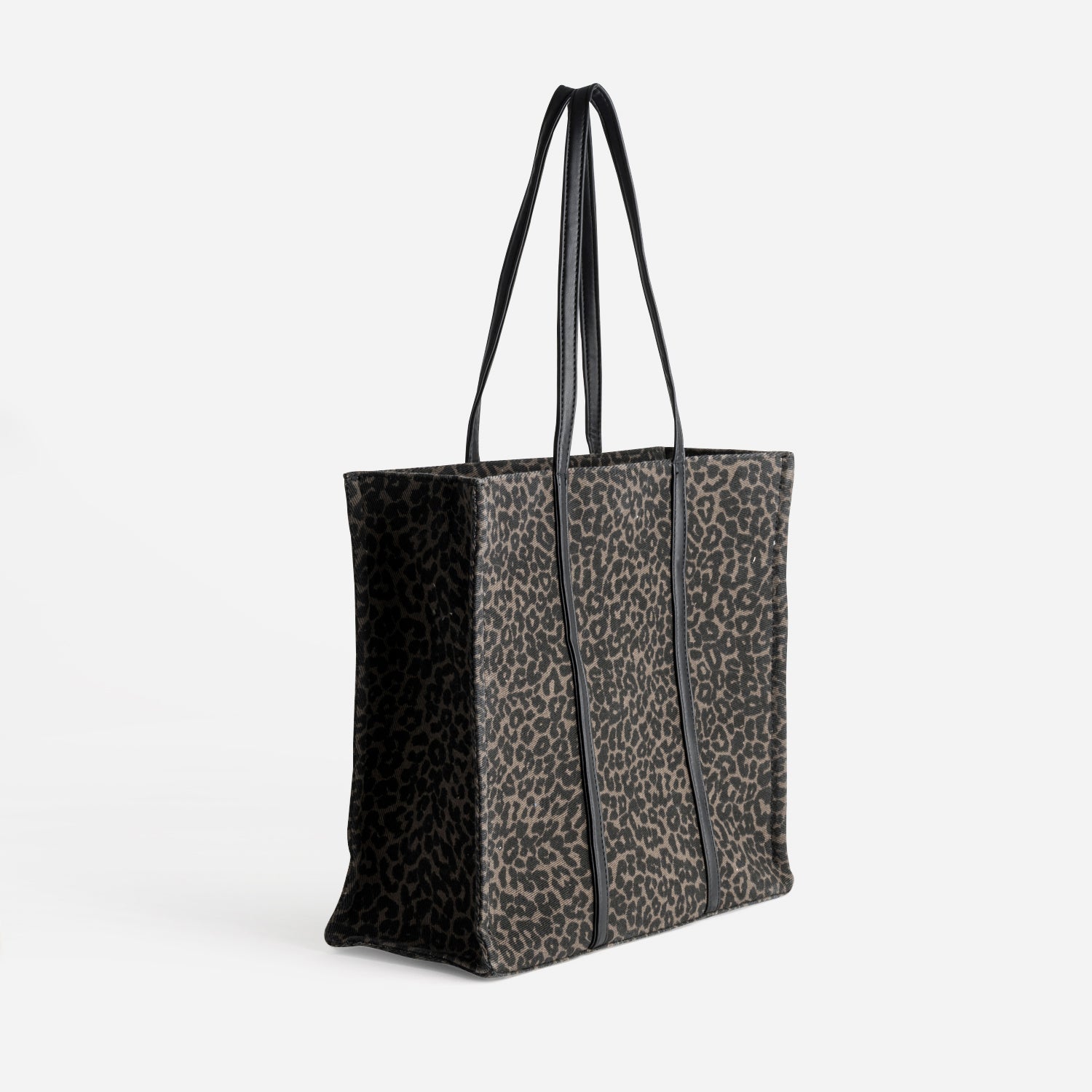 Sac cabas TEXTO marron motif léopard