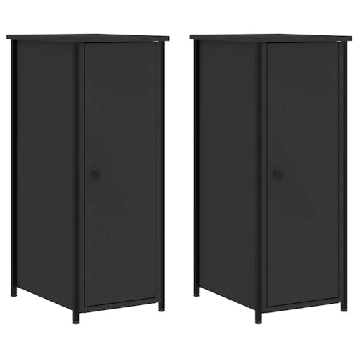 NNEVL Bedside Cabinets 2 pcs Black 32x42x80 cm Engineered Wood