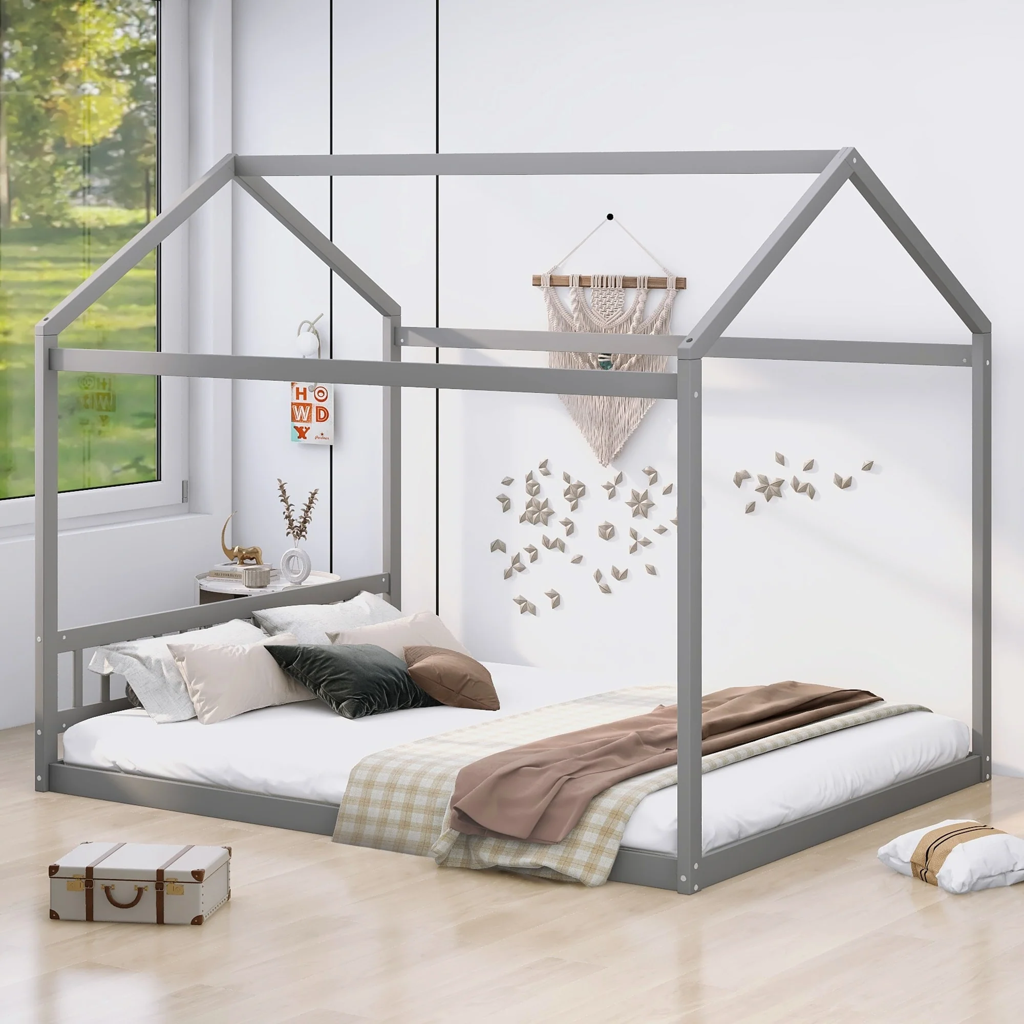 Queen Wooden House Bed, Fun Design with Sturdy Construction and Easy Assembly