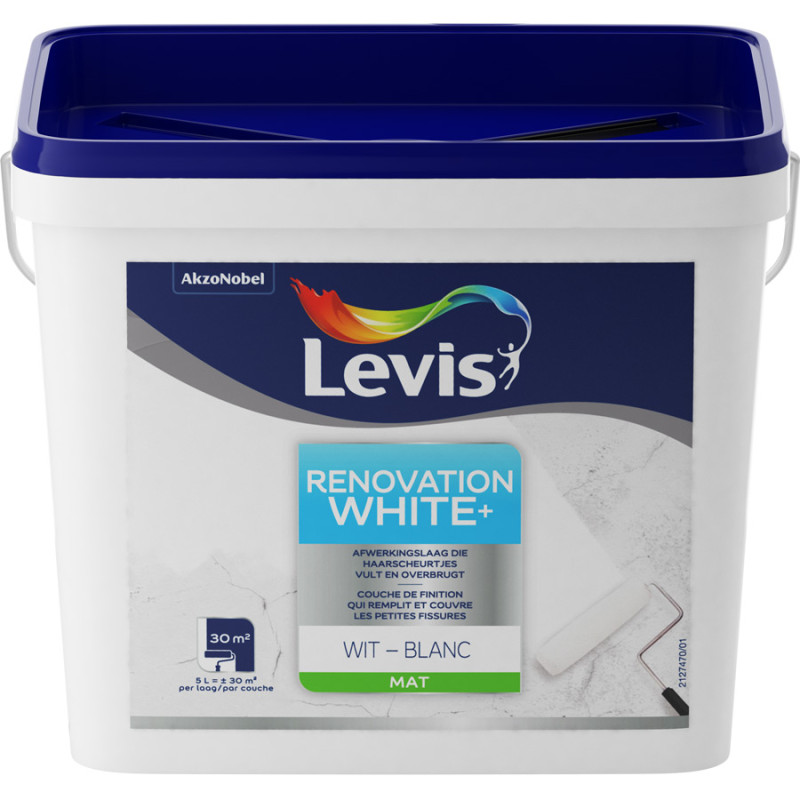 Peinture Renovation White   pour mur et plafond blanche mate 5 L LEVIS