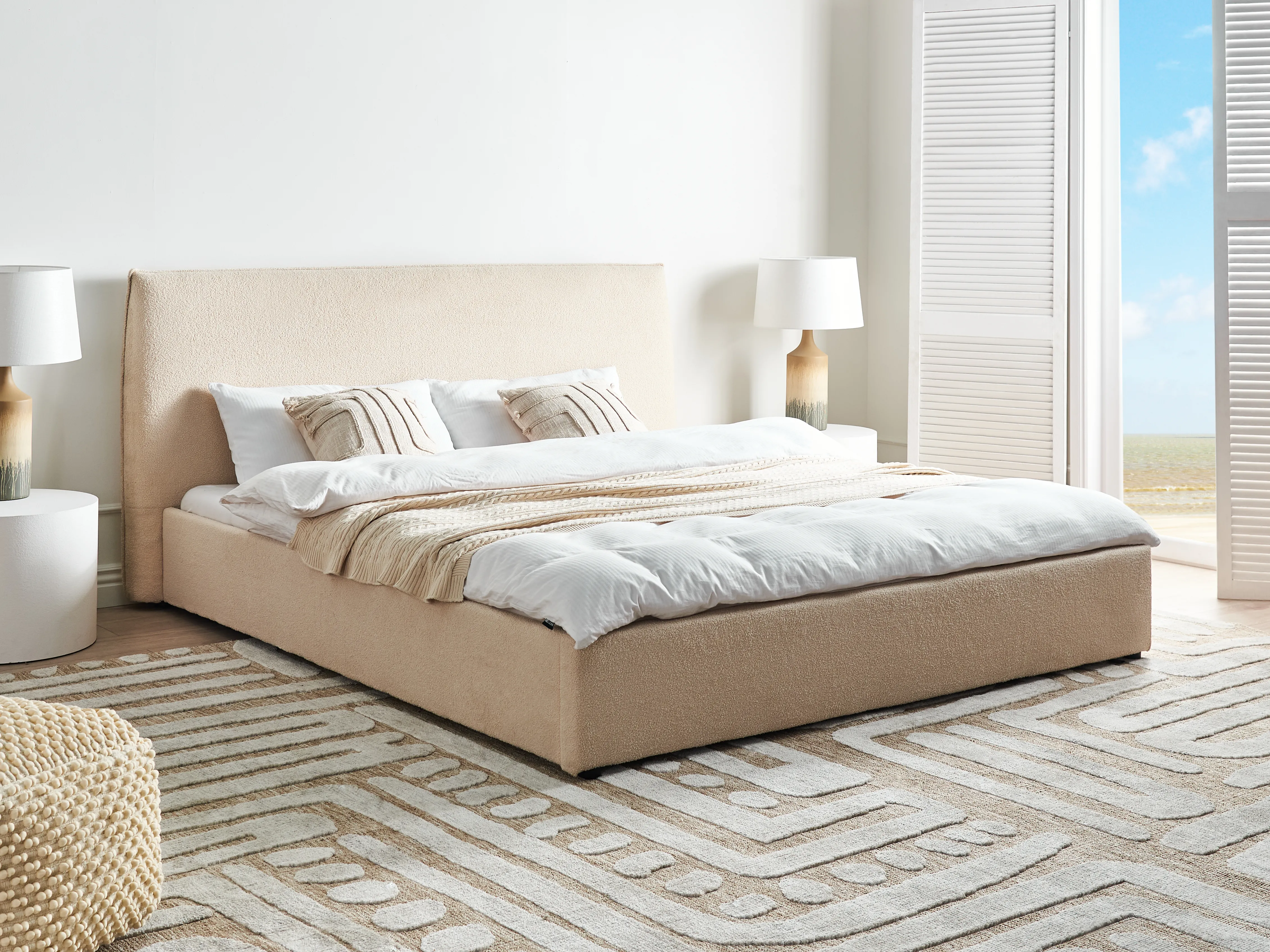 Waterbed Boucle LAVAUR 180 x 200 cm (EU Super King) Beige