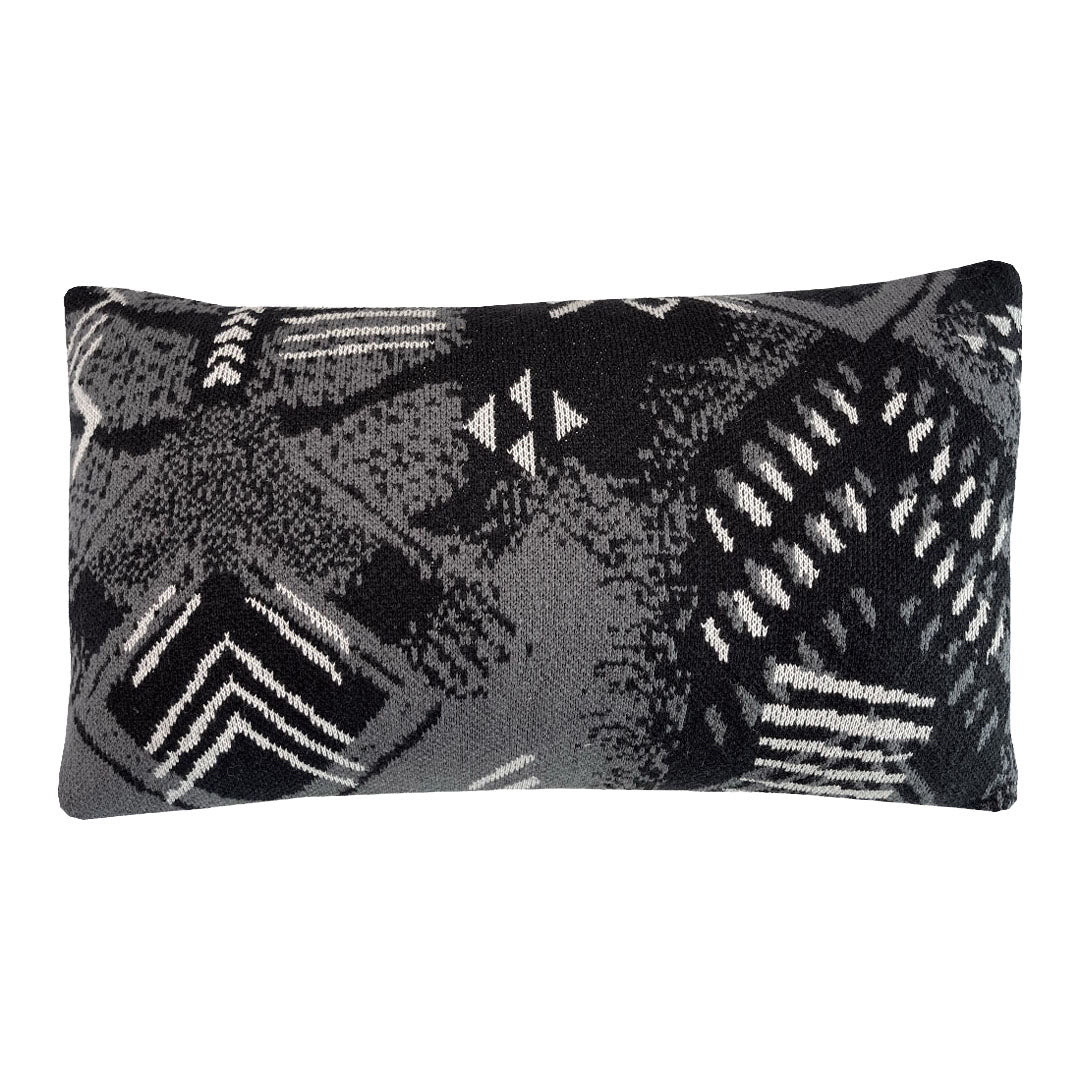 Malagoon Funny Block Dye Gebreid Sierkussen 35 x 60 cm - Zwart