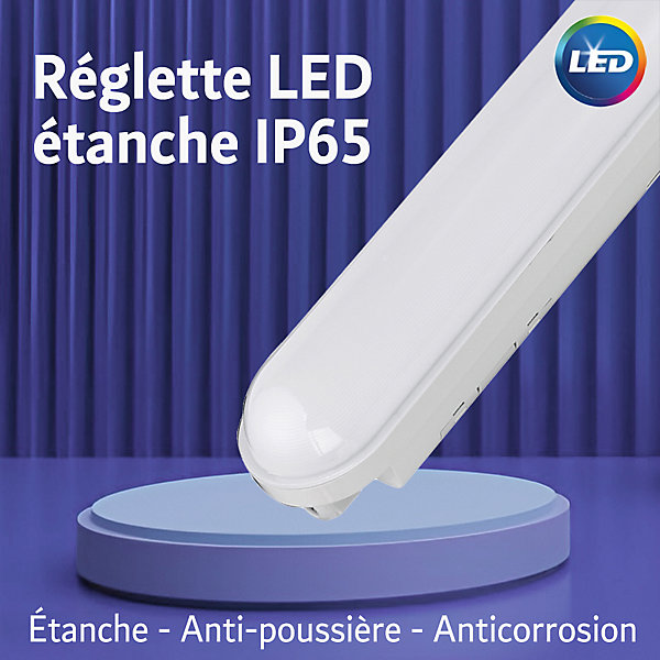 Lot de 4 Réglettes LED étanches 150cm 50W IP65 Interconnectable - Blanc froid 6000K