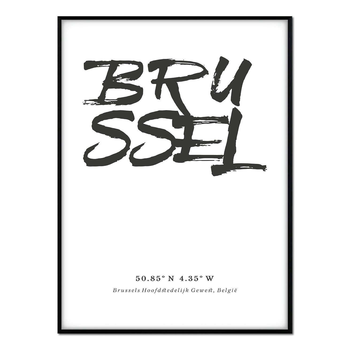 CIUDADES - Affiche avec cadre noir - Bruxelles - 30x40