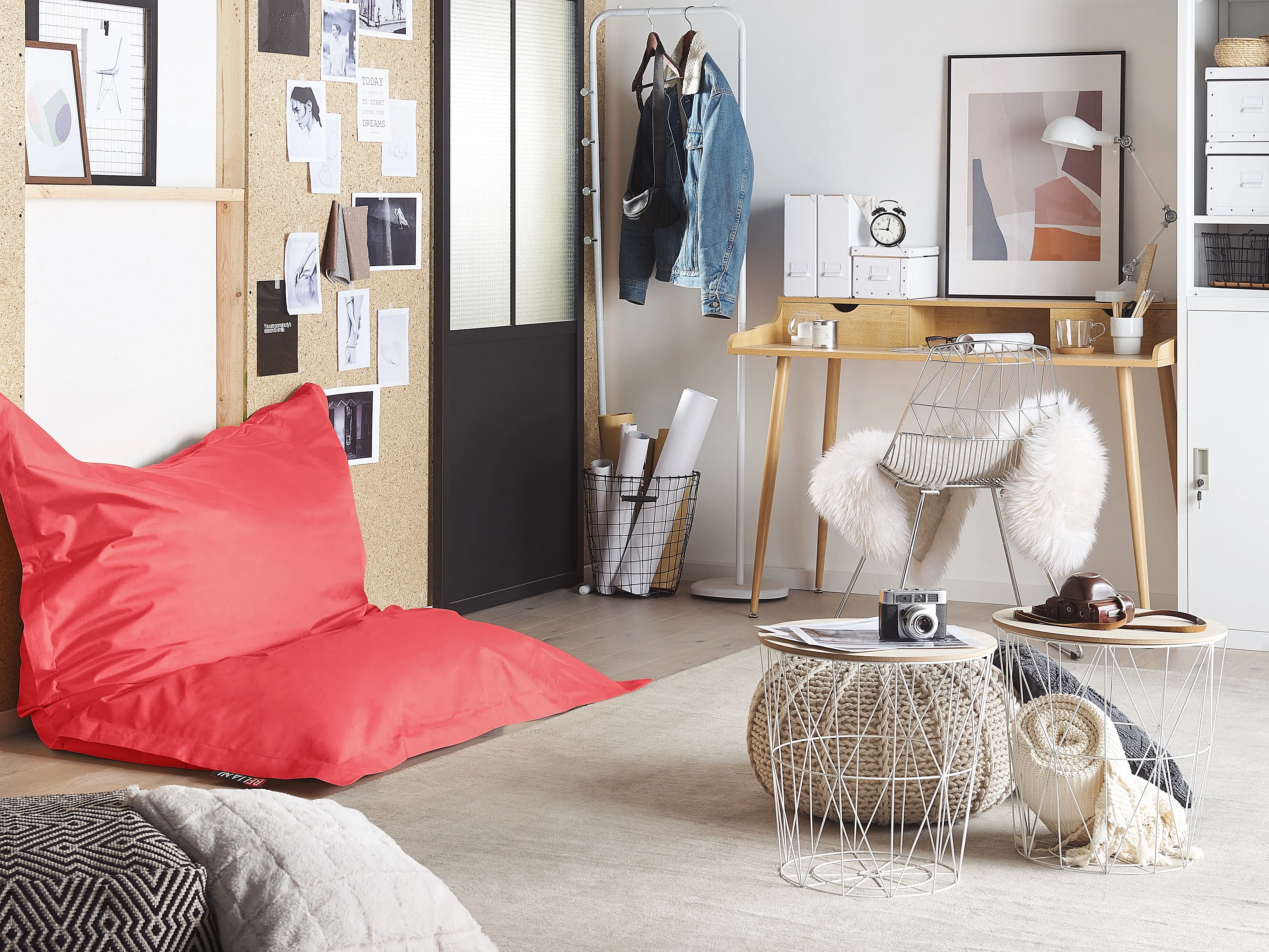 Bean Bag 300 L FUZZY 140 cm 180 cm Red