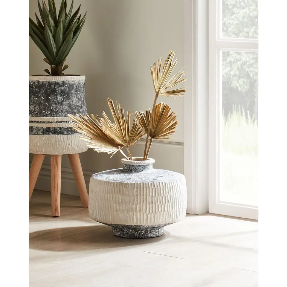 DEKSATI - Bloemenvaas - Beige/Grijs - Magnesium