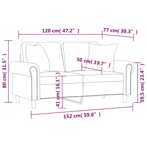 NNEVL 2-Seater Sofa with Throw Pillows Black 120 cm Faux Leather