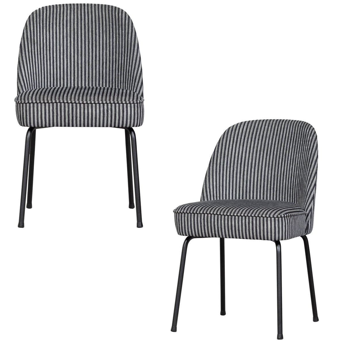 WOOOD eetkamerstoelen Vogue - Polyester - Zwart/Grijs - Set van 2