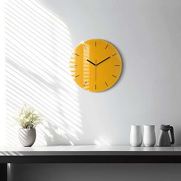 Horloge murale Wallfluent fi30 cm Aiguilles noires Jaune foncé 1 pcs