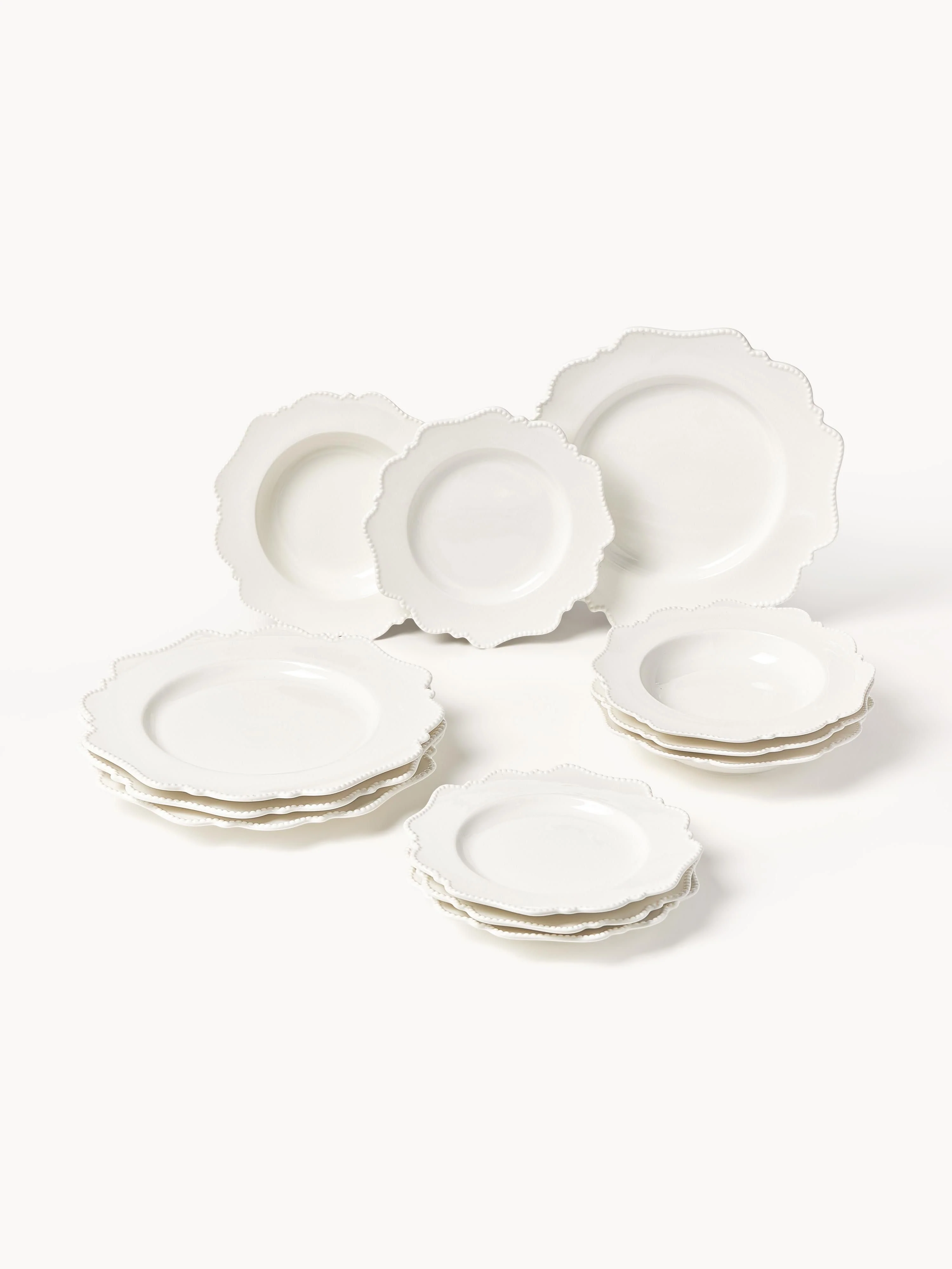 Porzellan-Geschirr-Set Grace, 4 Personen, 12er-Set