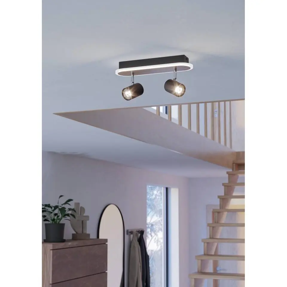 EGLO Rimbocchi Spotje - LED - Kunststof - Zwart/Bruin