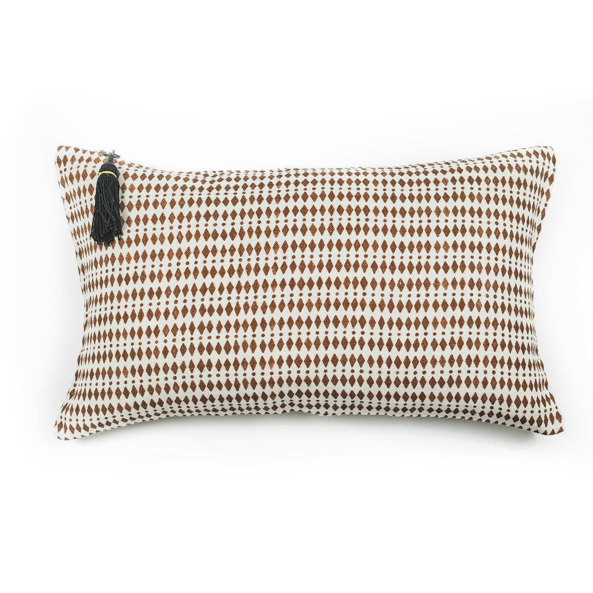 AFRIQUE ETNIQUE - Coussin en lin pur lavé Kalahari terrecuite blanc 30x50