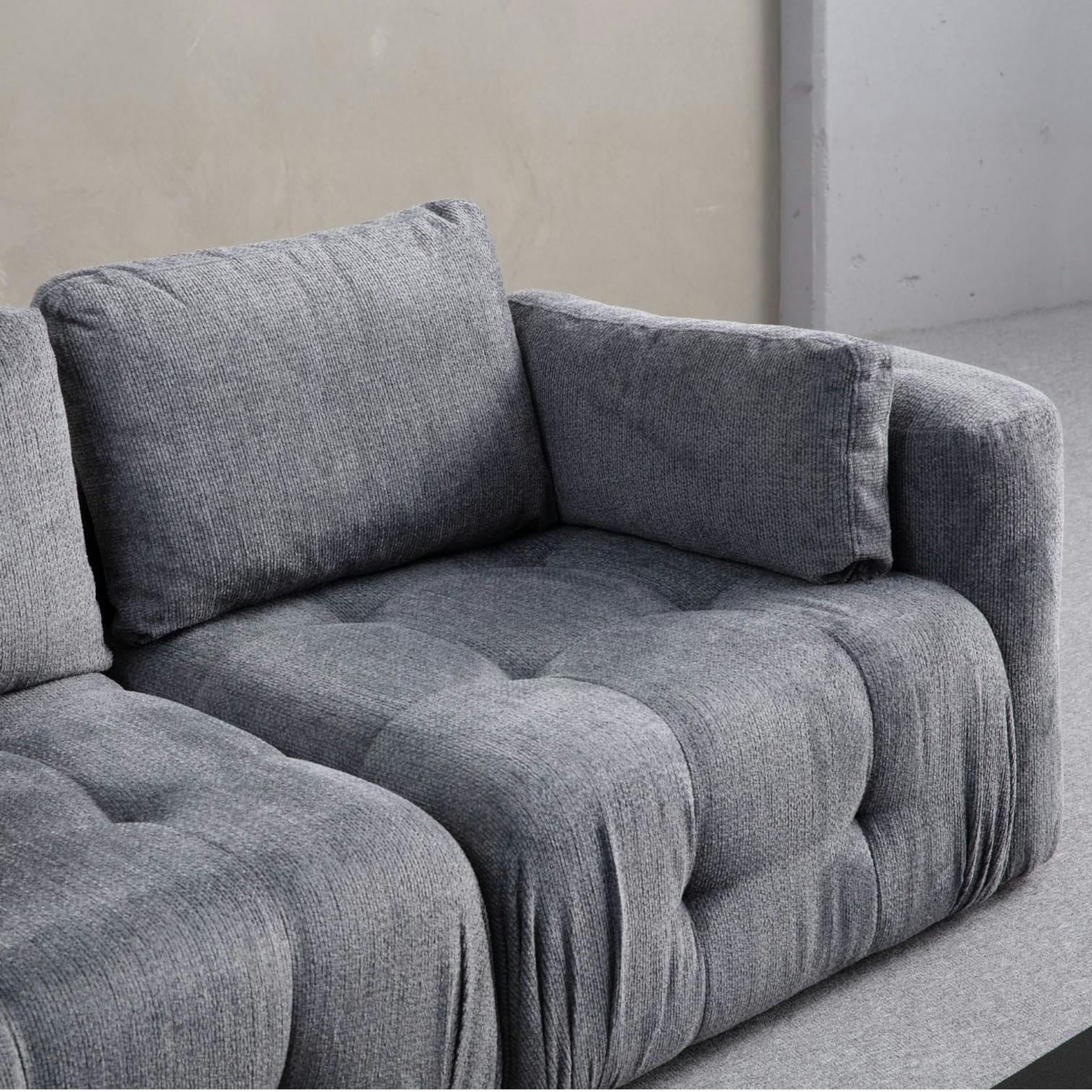 Canapé 2 places modulable gris, forme organique BARI