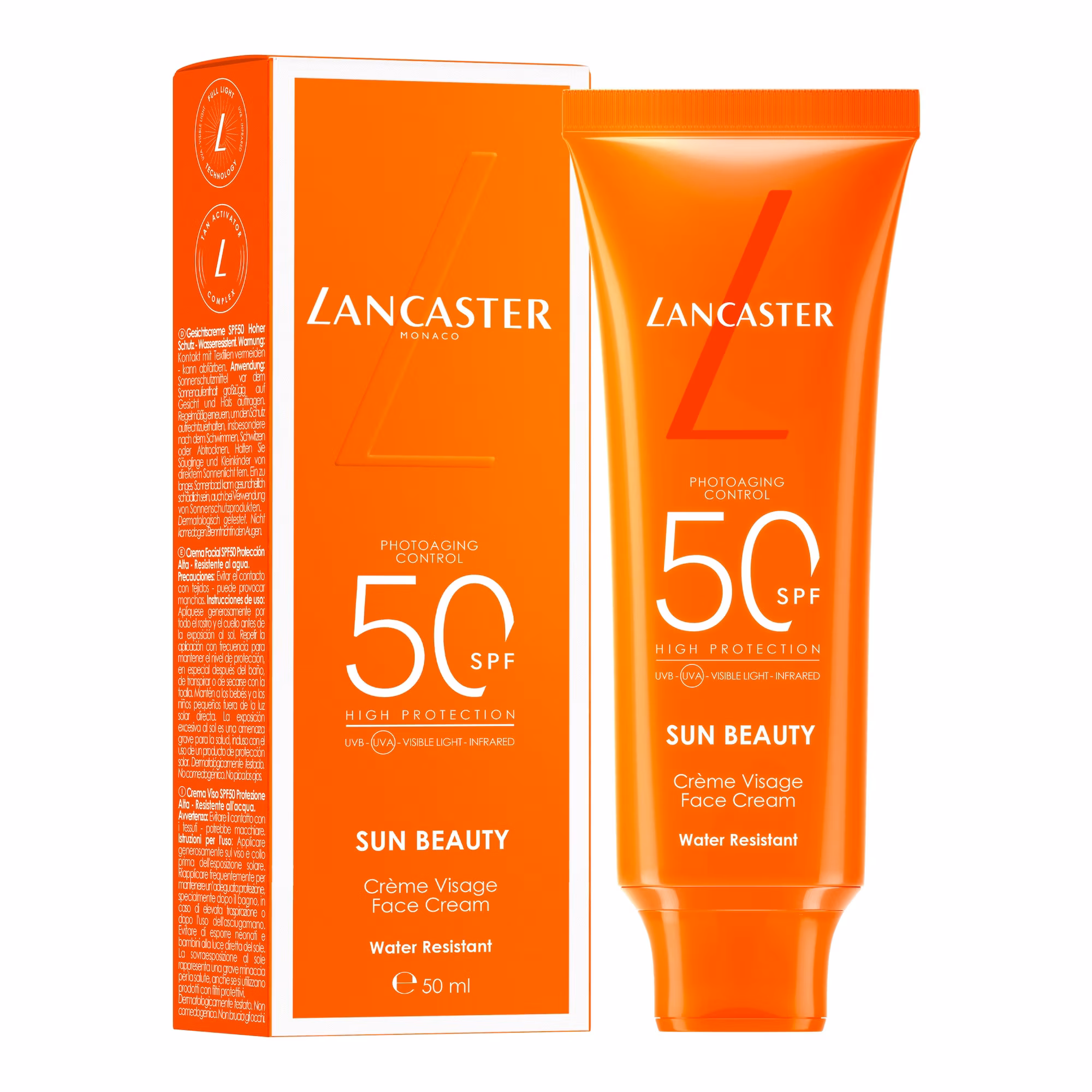 SUN BEAUTYCrème visage confort bronzage lumineux spf50