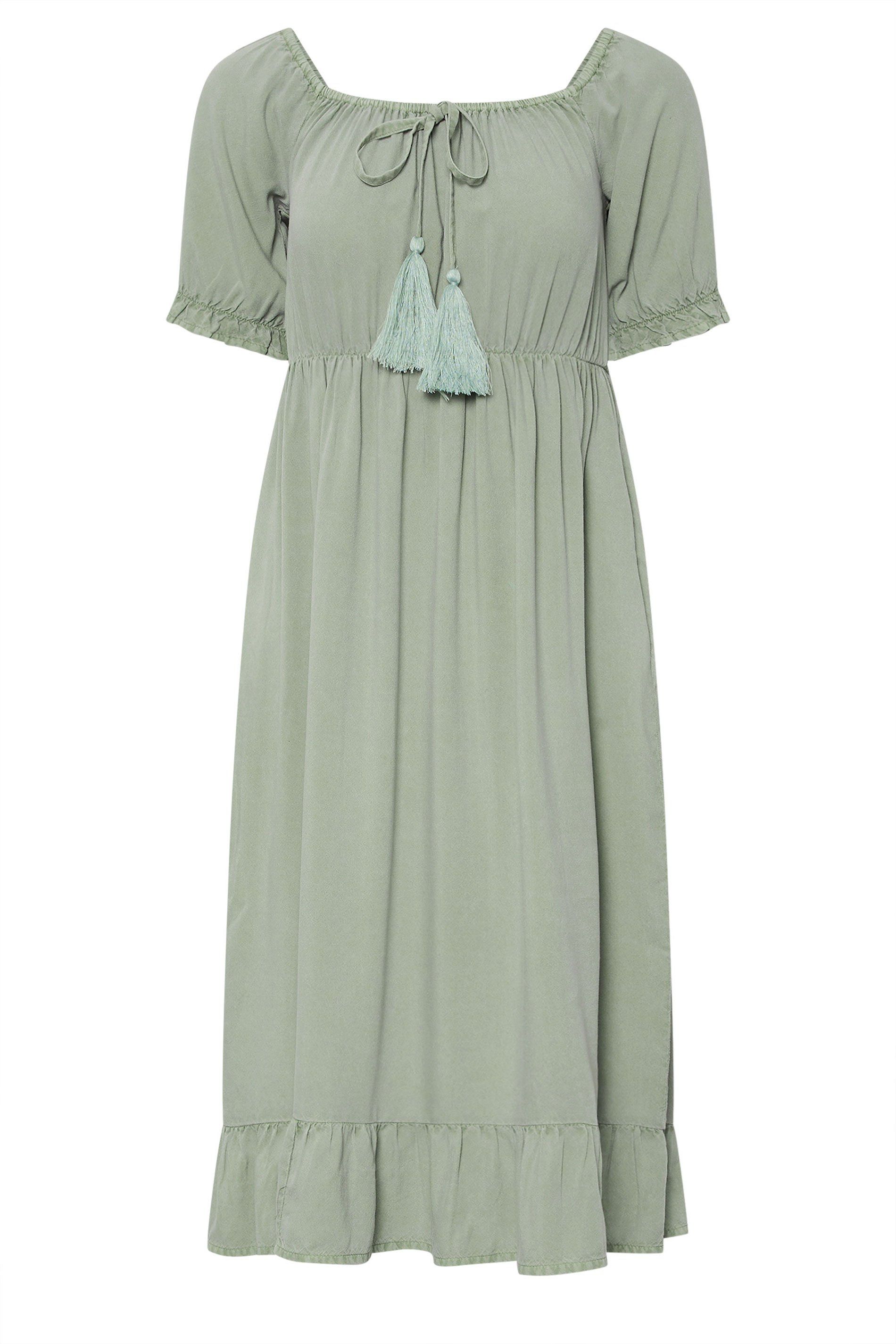 M&Co Petite Acid Wash Tassel Smock Dress