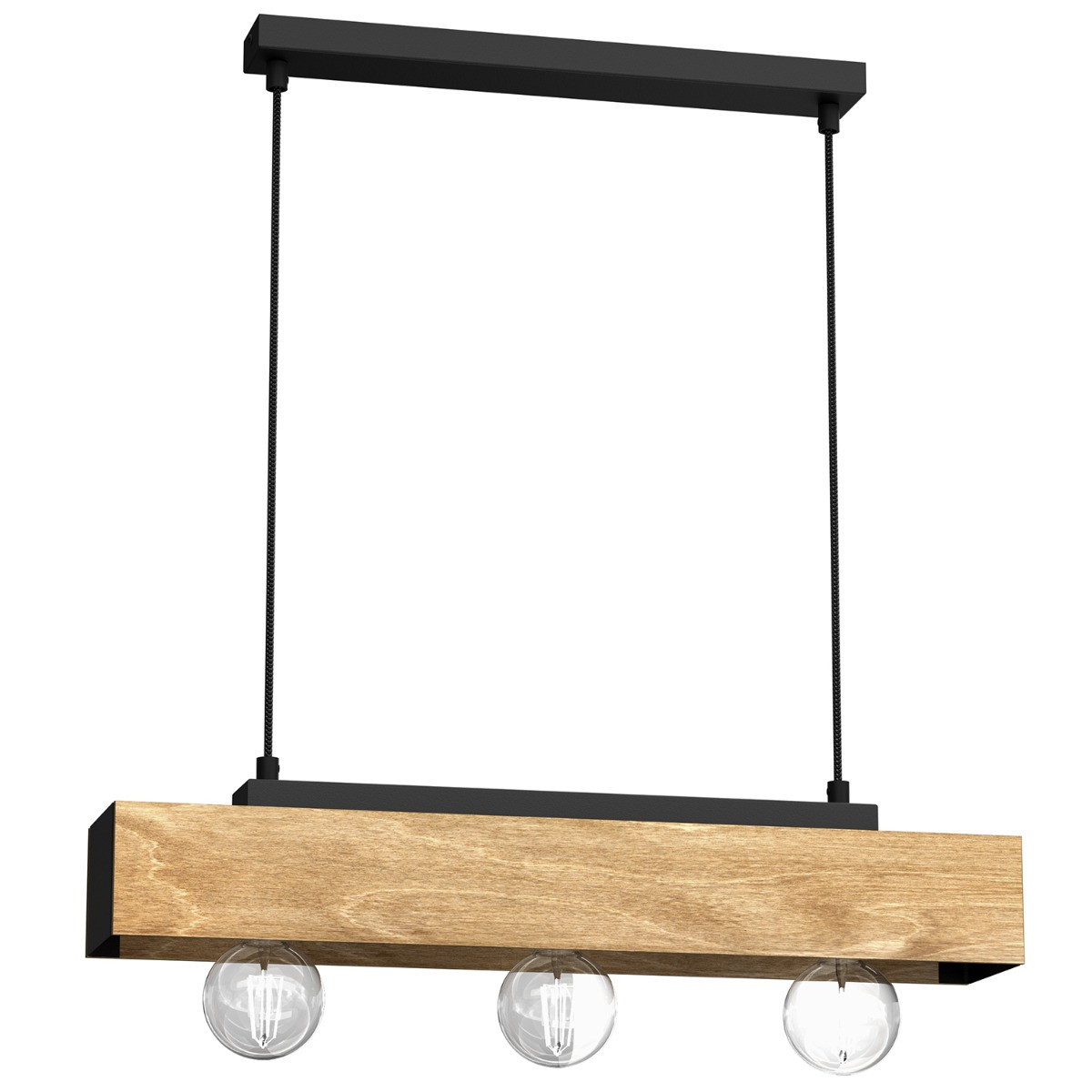 Lampa wisząca jasne drewno-czarny matowy Miluza 3xE27x15W Luminex