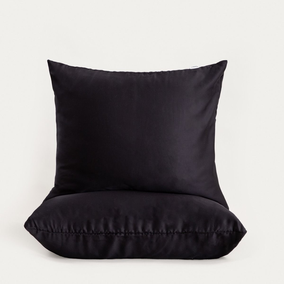 Zestaw dwóch poszewek BAMSA z satyny bambusowej czarnych 2*70x80 cm