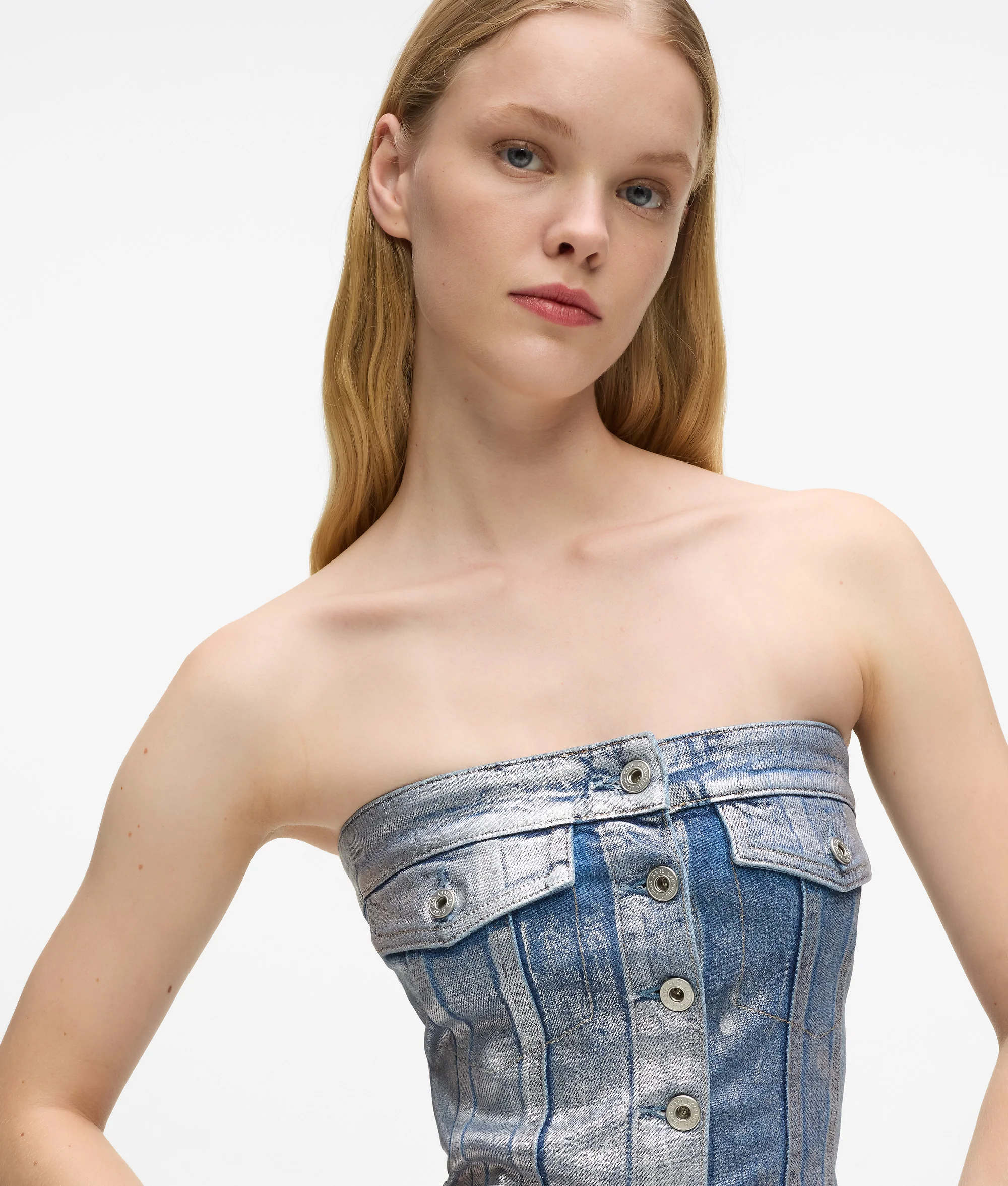 Bustier en denim enduit