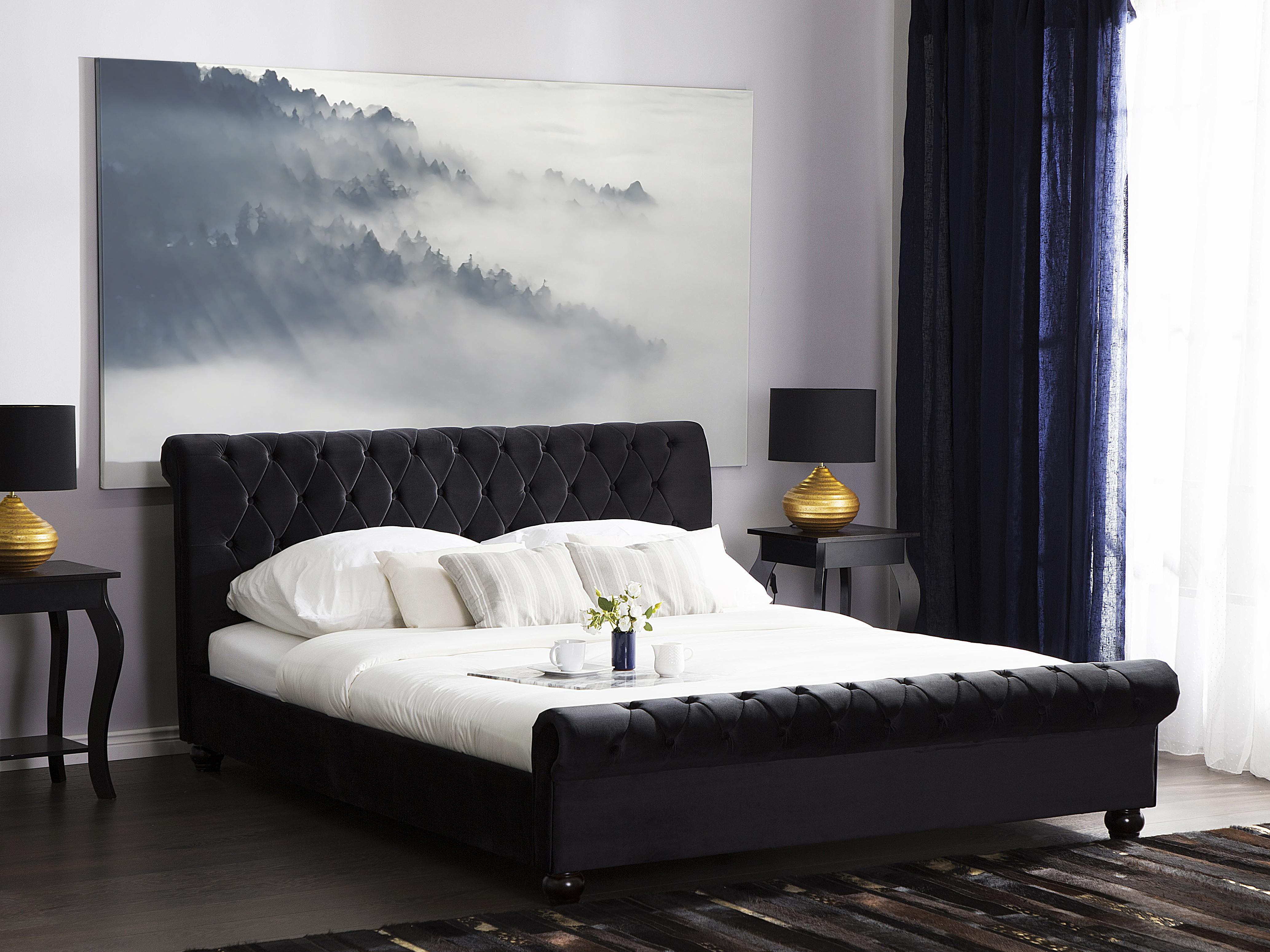 Bed Velvet AVALLON 180 x 200 cm (EU Super King) Black